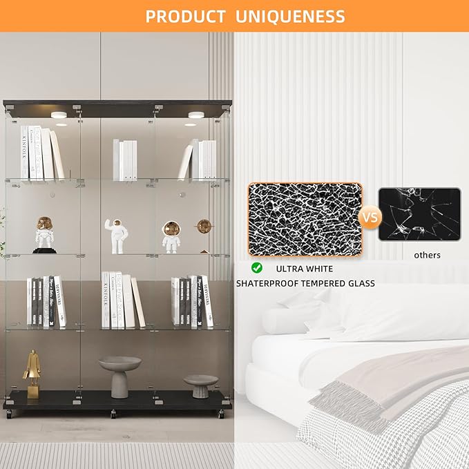LFT HUIMEI2Y Glass Display Cabinet 12 Shelves