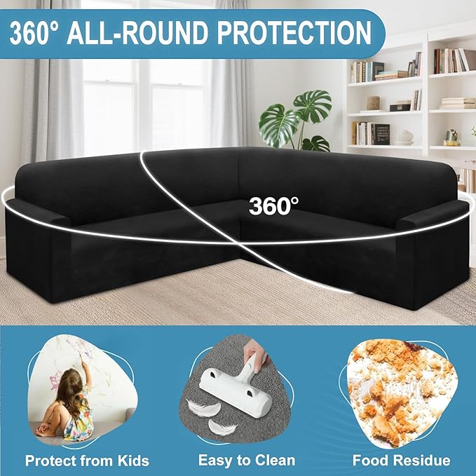HDCAXKJ Corner Sectional Couch Covers Velvet Stretch L Shape Sofa Cover Soft