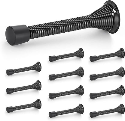 Ravinte Door Stoppers, 12 Pack Black Spring Door Stops with Rubber Bumper, Door Stoppers for Bottom of Door