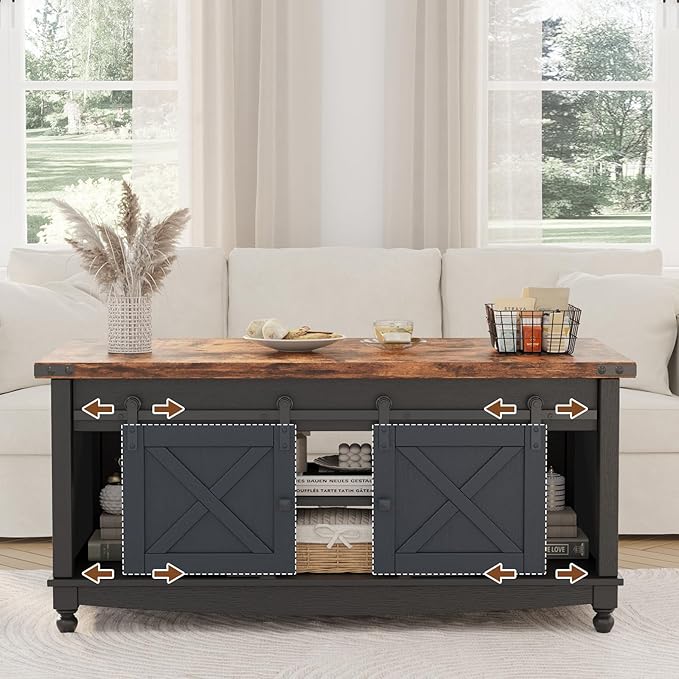ALLSTAND 48" Farmhouse Lift Top Coffee Table
