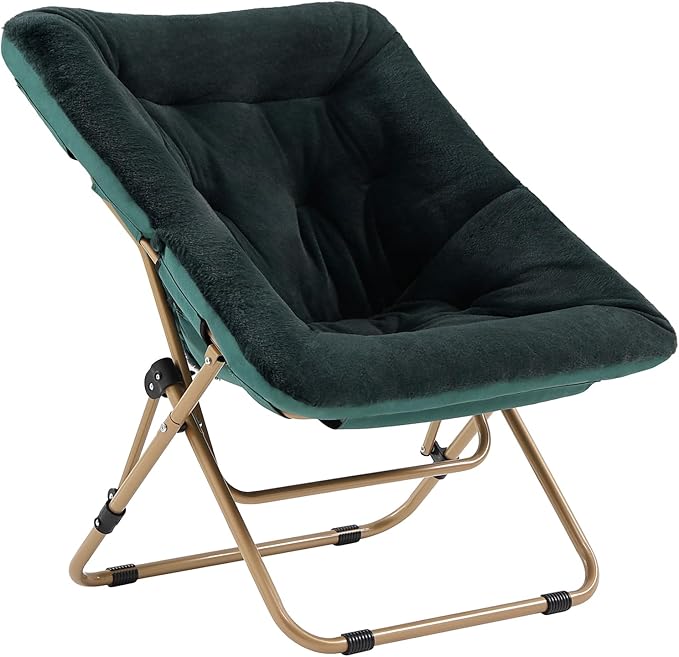 Tiita Comfy Folded Chair, Soft Faux Fur Oversized Folding Accent Chair
