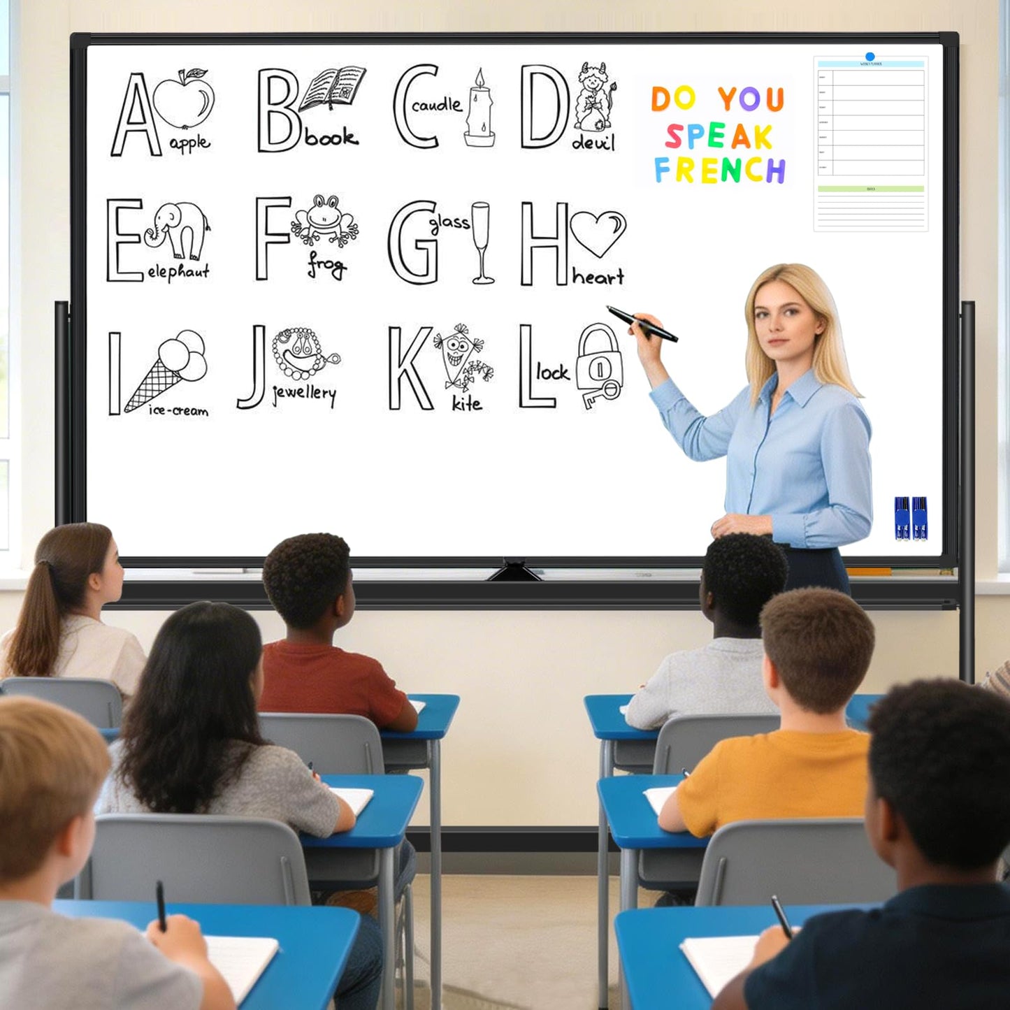 BSTPCOO Large Magnetic Dry Erase Board with Stand, Double Sided 60" x 48" Rolling Whiteboard on Wheels Portable Mobile Standing White Board for Office, School, Home