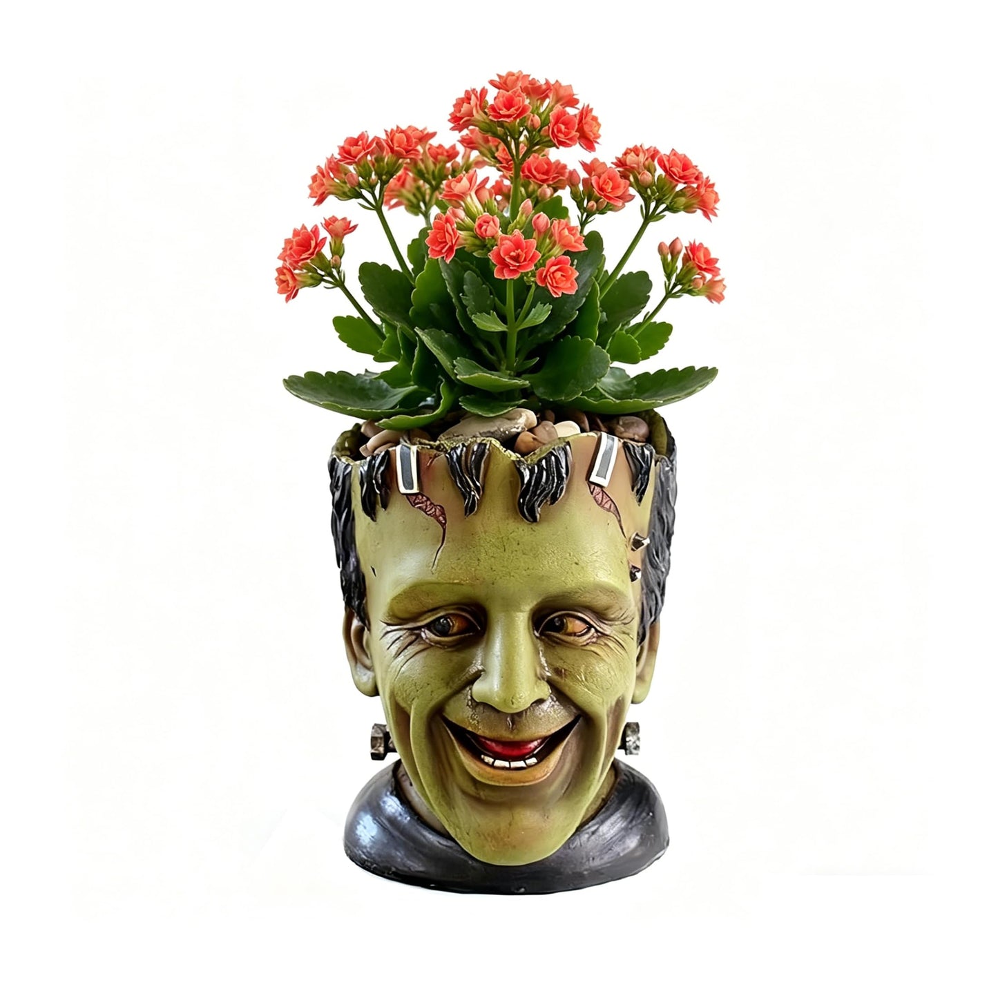 Youfui Funny Planters Head Planter for Indoor Plants, Succulent Pot with Drainage Hole Fairy Garden Resin Cactus Pencil Holder Desk Storage Gift for Women Men Plant Pot