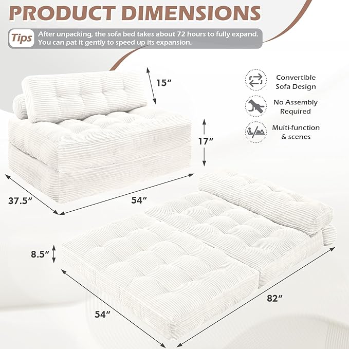 Folding Sofa Bed, Convertible Sleeper Chair