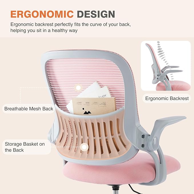 Sweetcrispy Home Office Computer Desk Chair, Ergonomic Mid-Back Mesh Rolling