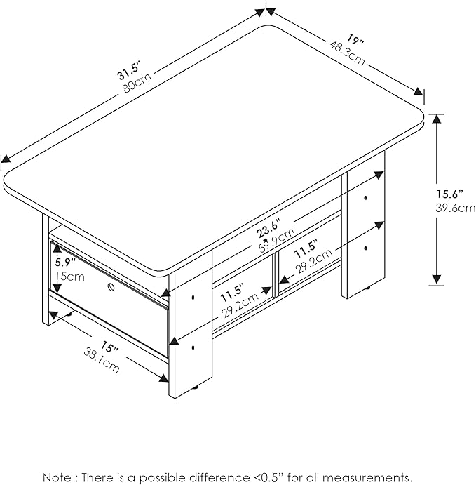 Furinno Andrey Coffee Table, Small Modern Center Table