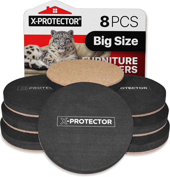 Felt Furniture Sliders Hardwood Floors X-PROTECTOR – 8 PCS 4 3/4 inch Furniture