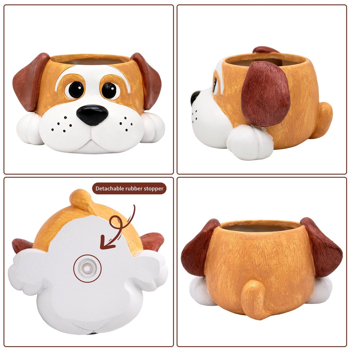 Toparad Dog Resin Planter Pot - Funny Animal Plant Pots for Home Office Decor, Cute Flower Pot with Drainage Hole for Indoor Outdoor Plants, Unique Succulent Pots Gift IdeaI for Plant Lovers