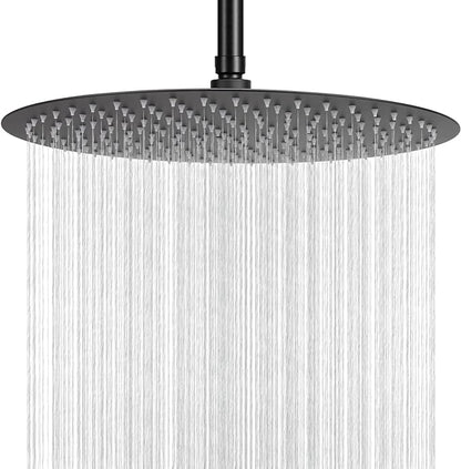 NearMoon Rain Shower Head, Ultra-Thin Design-Pressure Boosting, Awesome Some Experience, High Flow Stainless Steel Rainfall Head (16 Inch, Matte Black)