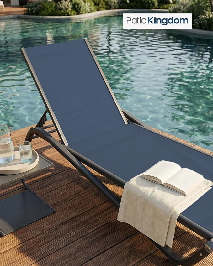 Patio Chaise Lounge Chairs Set of 6, All-Weather Aluminum Pool Loungers