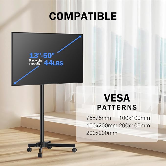 XINLEI Mobile TV Carts, Rotating Rolling TV Stand on Wheels