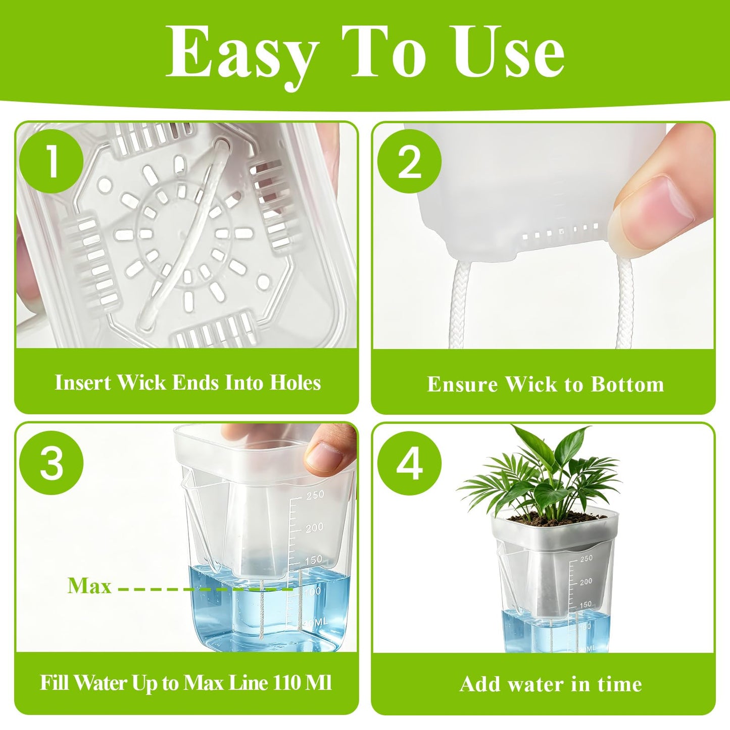 Lwuey 12 Pack 2.5" Self Watering Propagation Pots - Clear Plastic Seed Starter Cups, for Seedlings, Cuttings, Succulents, Herbs, Vegetables, 12 Plant Labels Included for Indoor Plants
