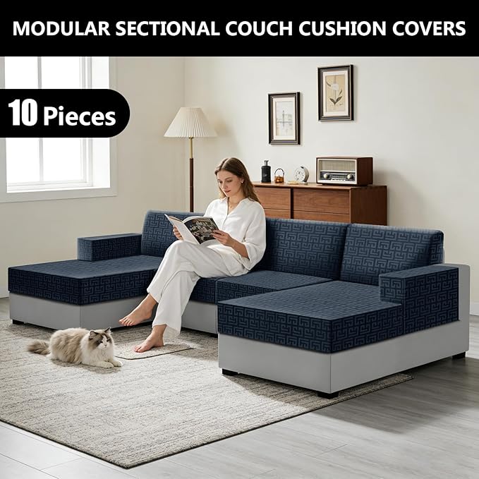 UNBBRRL 10 Pieces Stretch Sofa Cushion Covers