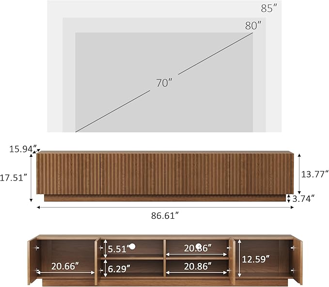 86.61" Mid-Century Modern TV Stand