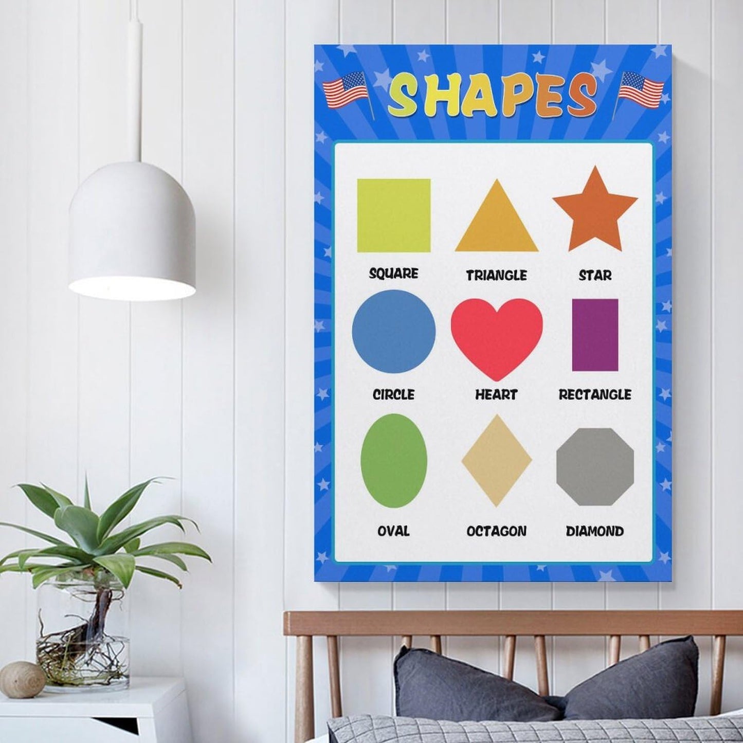 LINWDSB Shapes Posters for Classroom Wall, Shapes Learning Poster Wall Decor for Classroom Nursery Kids Room Playroom Preschool Decor Unframe style-6 12x18inch(30x45cm)