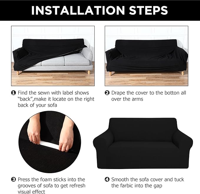 Peryiter 2 Pcs Sofa Covers Couch and Loveseat Covers Set Stretch Sofa Slipcover