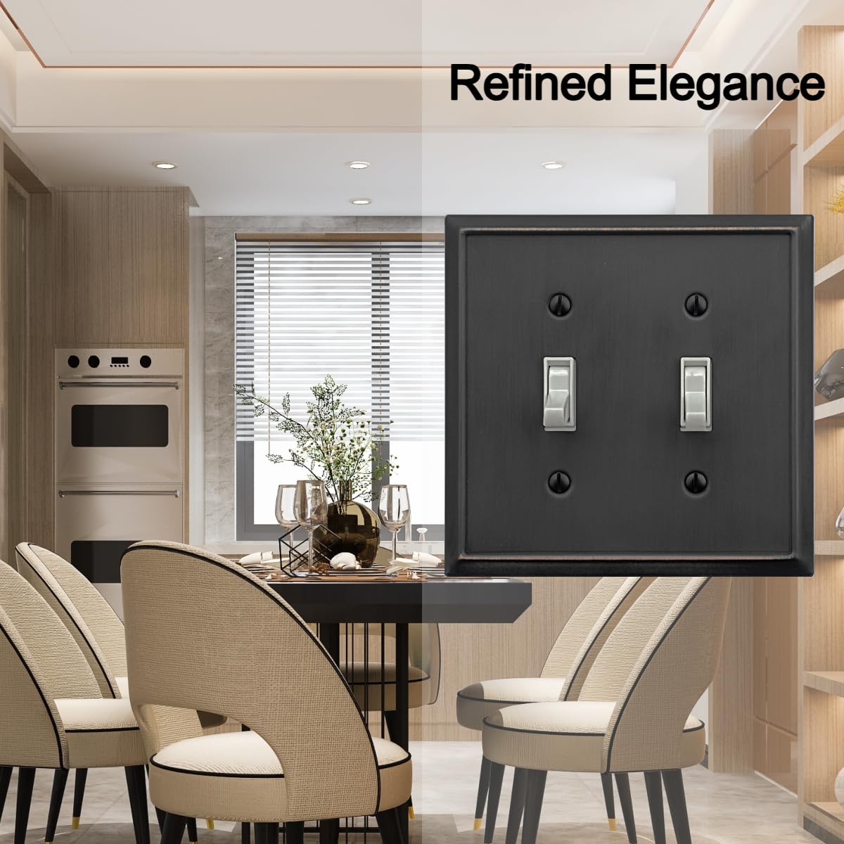 OKAWYC Double Toggle Light Switch Cover Aria Metal Wall Plate, 2-Pack Aged Bronze 2 Gang, Light Switch Cover Decorative Wallplate, Durable