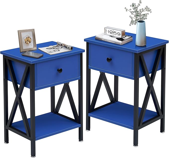 VECELO Nightstands Set of 2, Modern Bedside End Tables, Night Stands