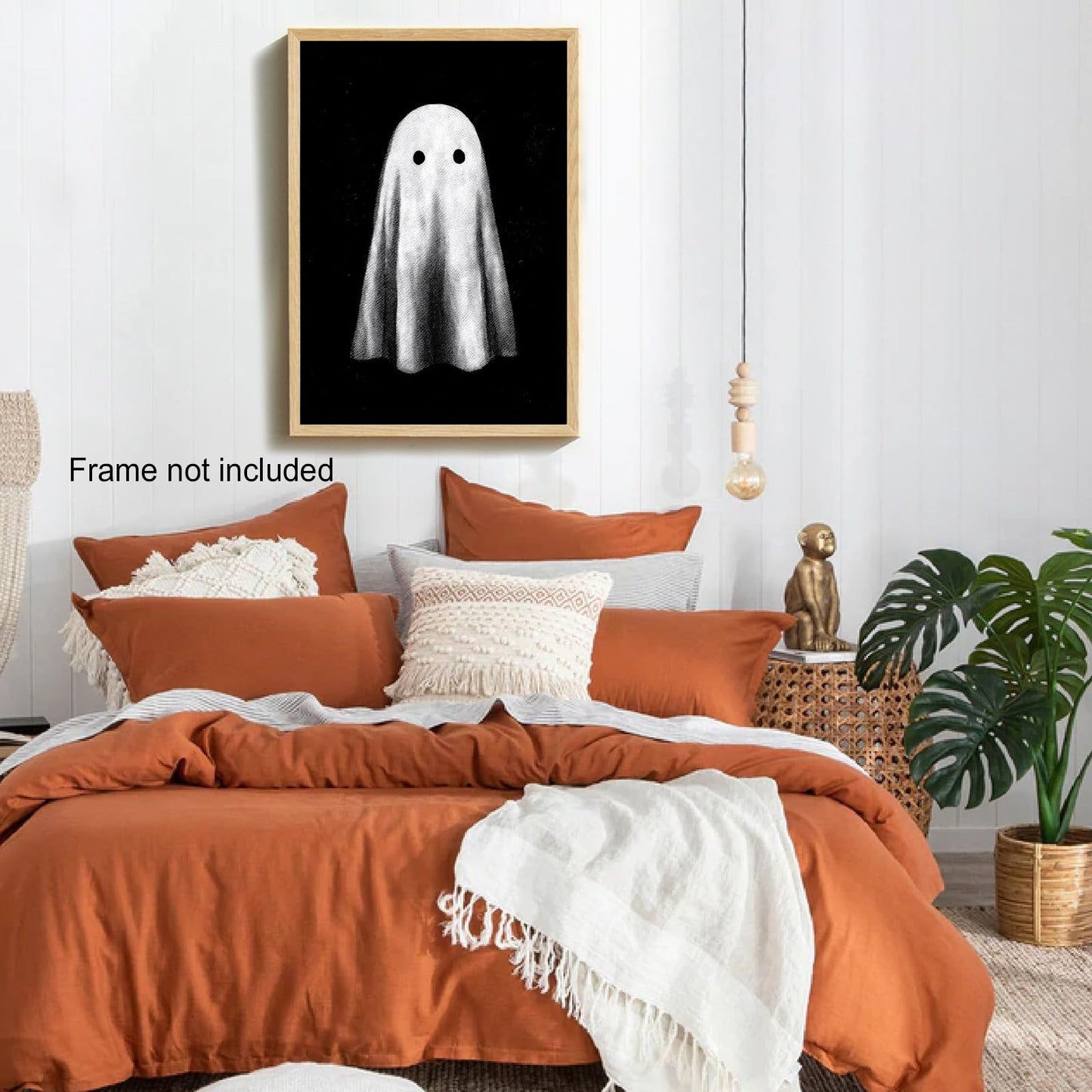 Halloween Canvas Wall Art Ghost Poster Black and White Print Gothic Dark Academia Wall Decor Halloween Decor Retro Spooky Aesthetic16x24in Unframed