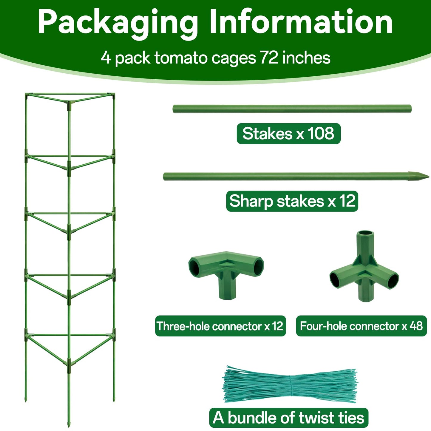 Halatool 72 Inch Tall Tomato Cages Heavy Duty, 4 Pack Metal Adjustable Plant Support Stakes for Pots, Large Trellis for Garden Climbing Vegetables Cucumbers Flowers Fruits