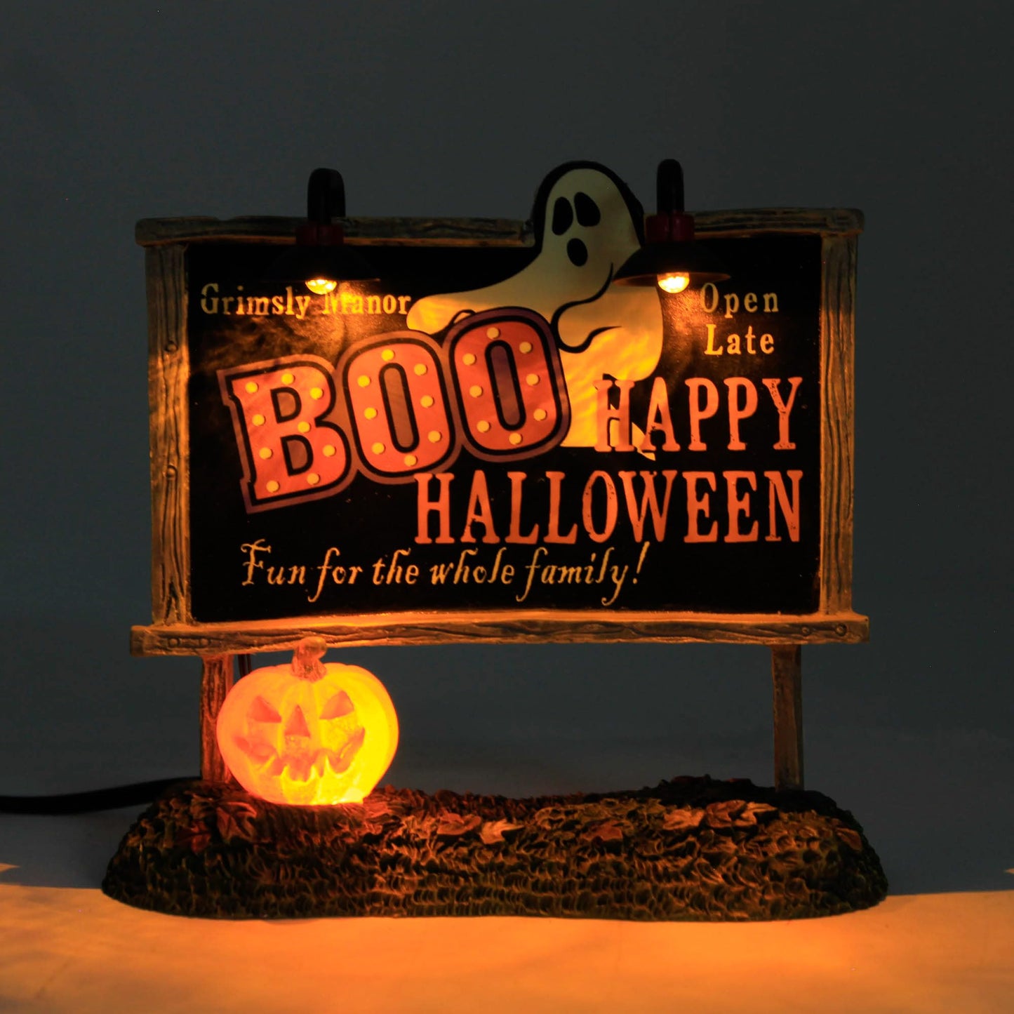 Department 56 Village Halloween Accessories Ghost Billboard Lit Figurine, 4.625 Inch, Multicolor
