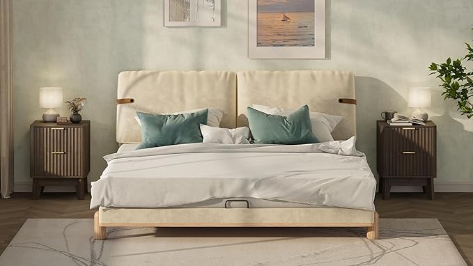 Fluted Nightstand Set of 2, Modern End Table