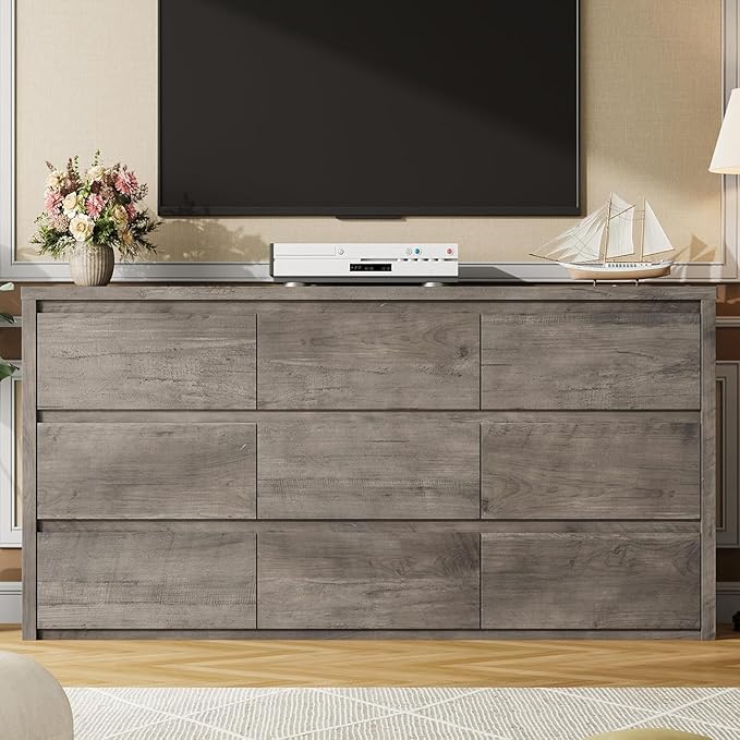 GarveeHome 9 Drawer Dresser for Bedroom, Wide Modern Chest of Drawers, Large
