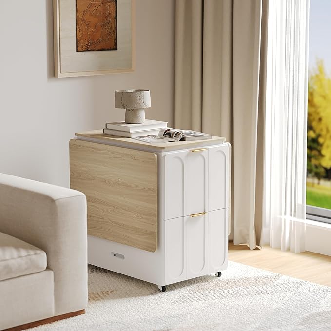 ModernMate 3-in-1 Folding Desk & File Cabinet, Fluted Multi-Storage Workspace