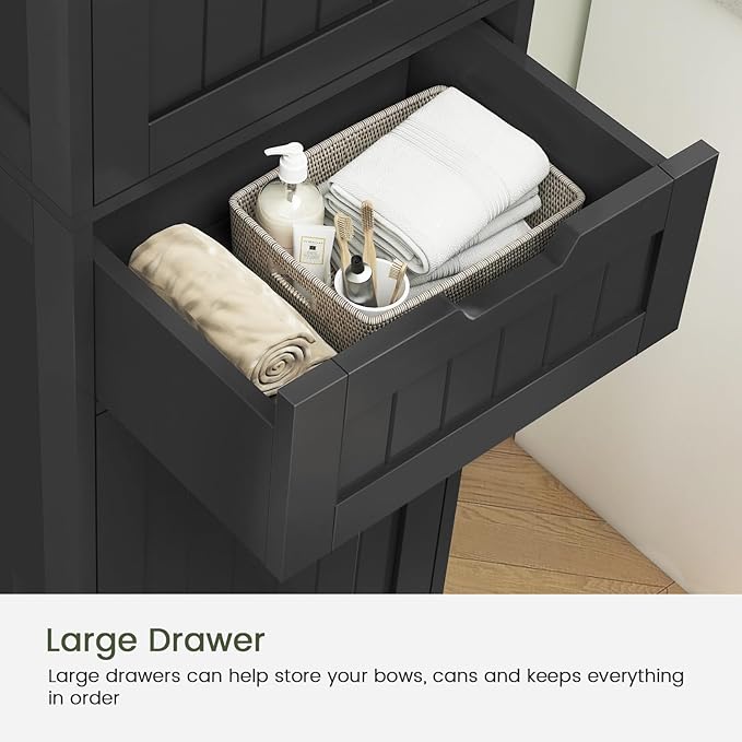 Iwell Tall Black Bathroom Cabinet