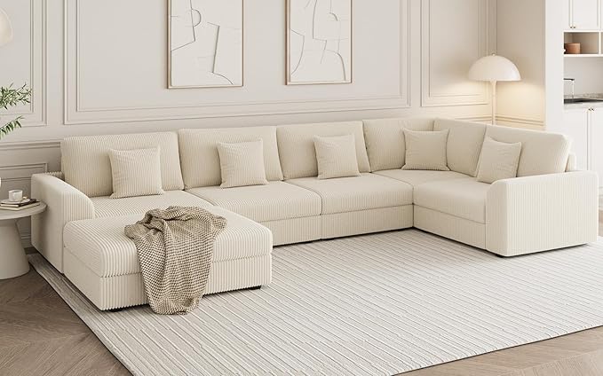 146" Modular Sectional Sofa, Oversized U Shaped, Convertible Sleeper Sofa