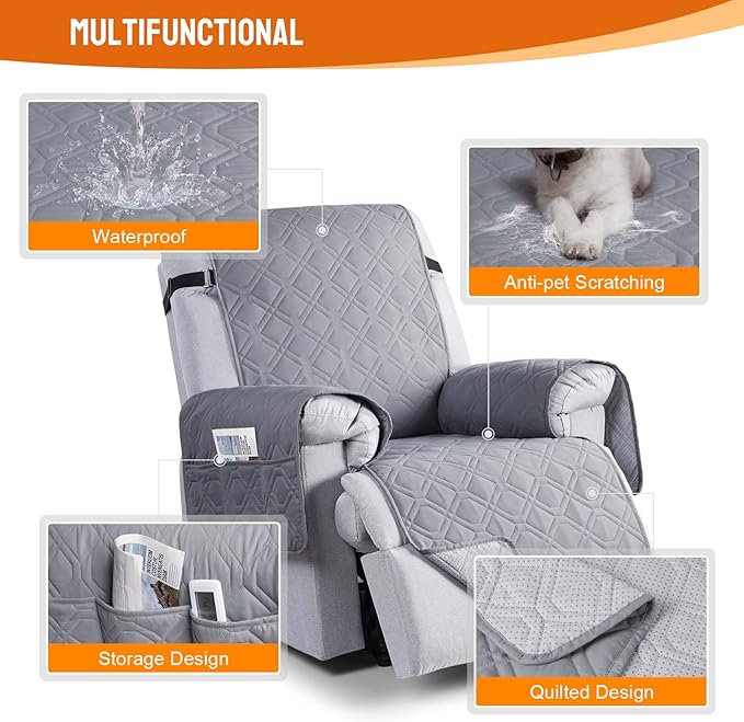 VANSOFY 100% Waterproof Recliner Chair Covers, Recliner Cover Non-Slip Dog