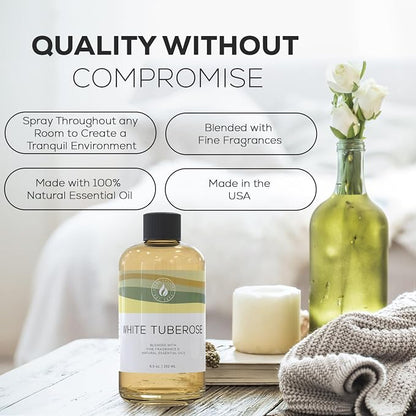 Aroma Country White Tuberose Luxury Diffuser Oil Refill & Fragrant Room Spray for Reed Diffusers, Electric Machines, and Oil Warmers (8.5 Fl. oz)