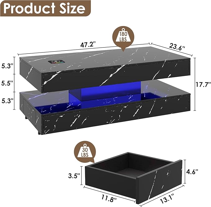 47.2" LED Smart Coffee Table