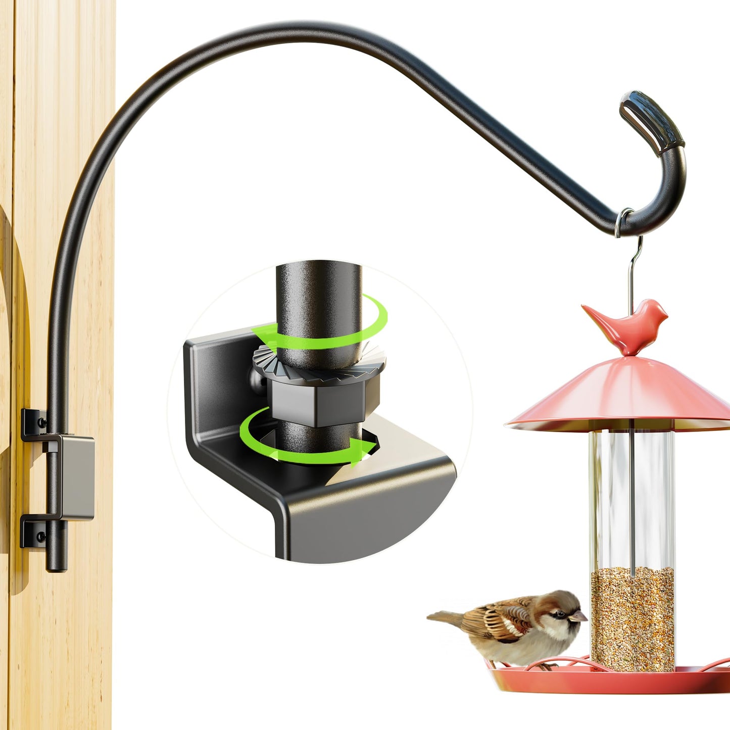 16 Inch Swivel Plant Hanger: Plant Hangers Outdoor, Heavy Duty Hook for Bird Feeder, Plant, Flower Basket, Lantern, Wind Chime & More - Versatile Hanging Brackets Outdoor/Indoor Use Up to 22LB