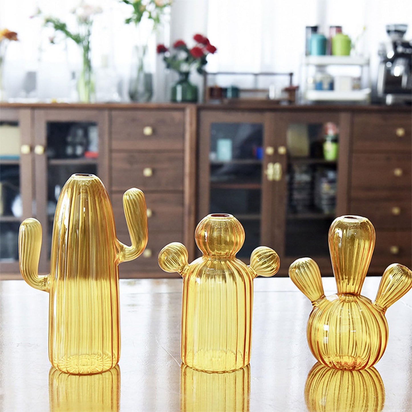 Cactus Glass Vase Flower Plant Flowerpots Decorations Home Hydroponics Terrariums Flower Arrangement Flowerpots Livingooms Decors Cactus