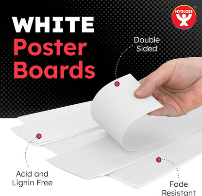 Hygloss Small Poster Board 4x11 - 50 Poster Boards Bulk Pack - 10 Pt. Thickness White Poster Board Paper for Projects, Presentations, Displays, Signs, Crafts - Blank Posterboard Multipack 4" x 11"