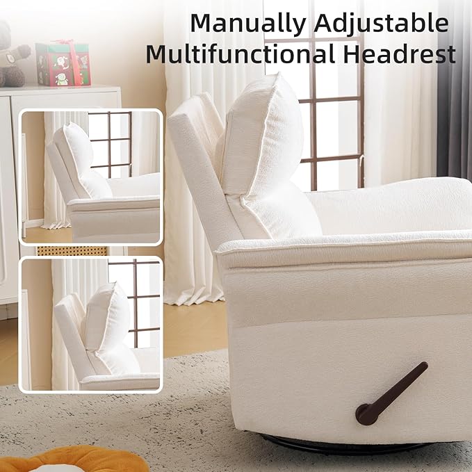 Oversized Recliner Chair, Chenille Glider Rocking Nursery Chair