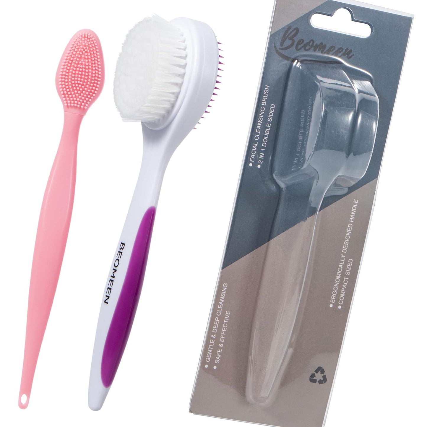 2 Pack Silicone Face Scrubber Exfoliating Brush, Manual Handheld Facial Cleansing Brush Blackhead Scrubber, Soft Bristles Waterproof for Face Skincare (Round-Pink)