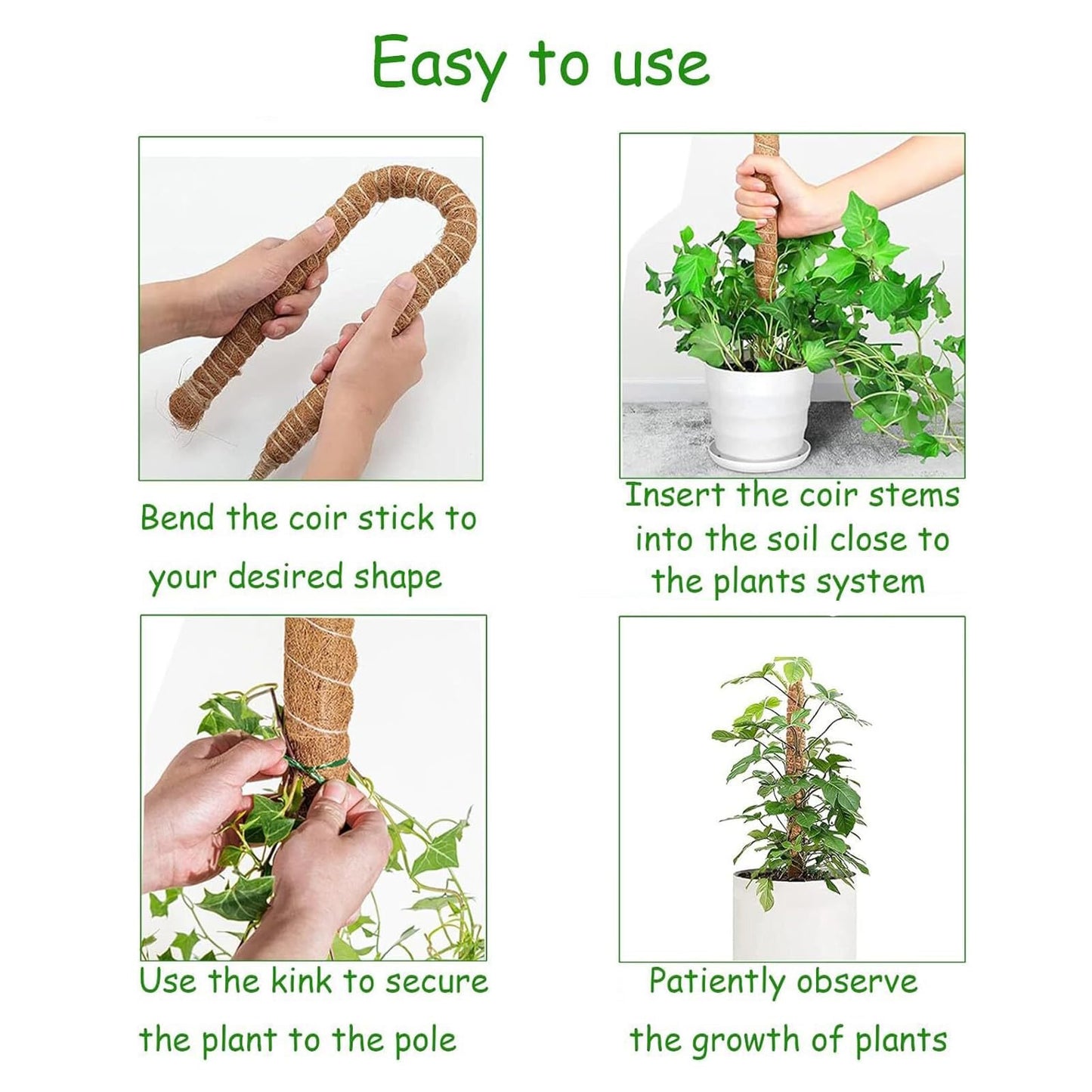 60 Inch Moss Pole for Plants，Bendable Moss Pole for Plants Monstera，Handmade Coir Plant Support Stakes for Potted Plants, Pothos