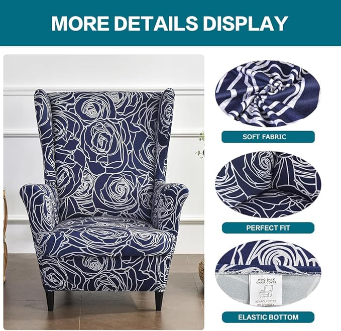 KRFOONN Wingback Chair Covers Slipcovers 2 Piece Stretch Wing Chair Covers