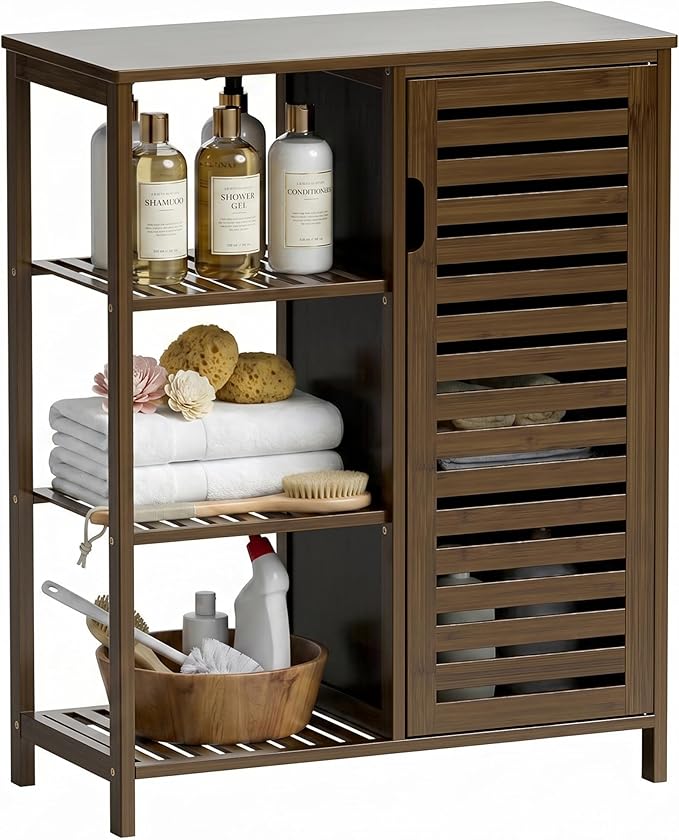 HITNET Bathoom Storage Cabinet, Bamboo Floor Cabinet