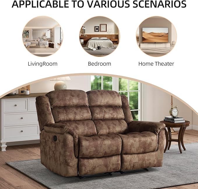 EBELLO Loveseat Recliner Sofa for Living Room, Extra Wide Modern Overstuffed 2