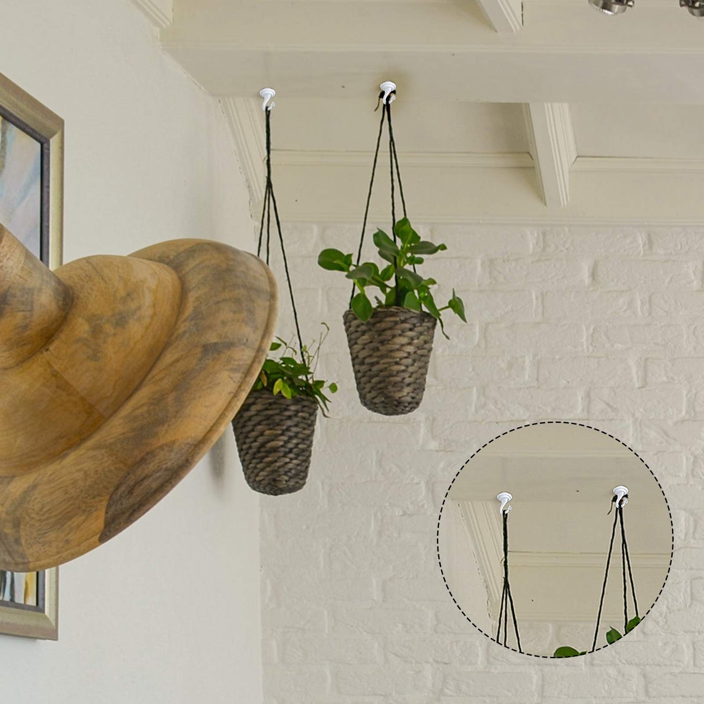 Ripeng 4 Pieces 40mm/1.57 Inch Swag Ceiling Hooks Wall Hook Heavy Duty Swag Hook Indoor Outdoor for Hanging Plants Chandelier (White)
