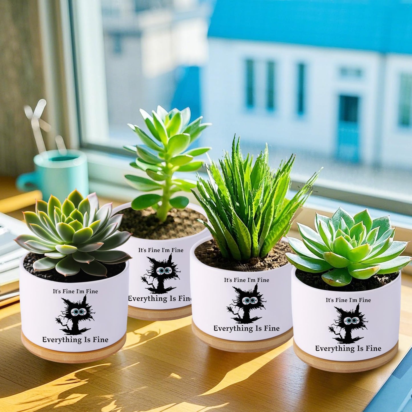 Haooxinwei Black cat planters for Indoor Plants,Funny Gifts for Cat Lover,Indoor Plants Garden Planters Succulent Pots, with Drainage Holes and Saucer(No Plants) (Black Cat)