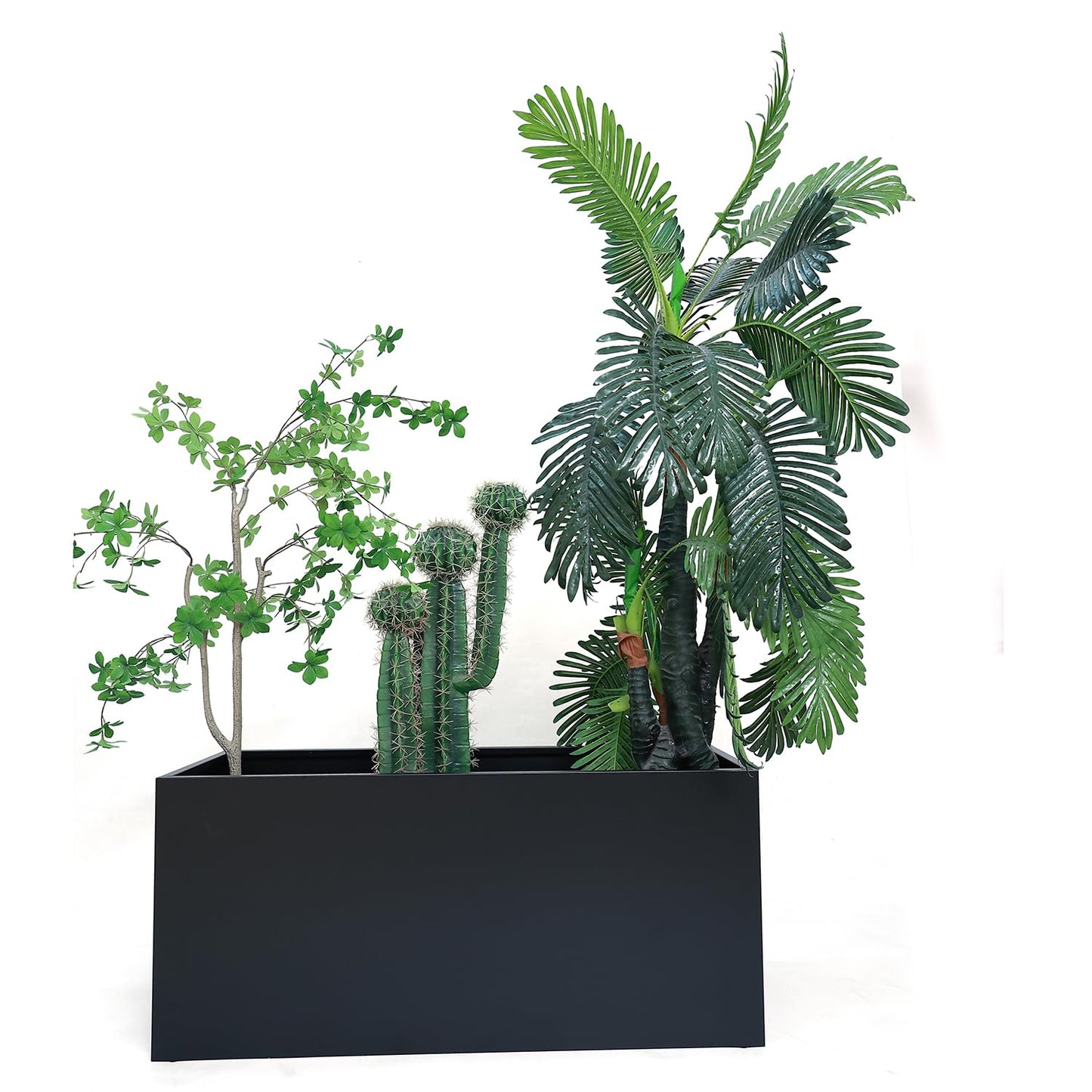 MinCHI257 40" L x 16" W x 18" H Metal Large Rectangular Planter - Long Planter Box for Outdoor Patio/Porch Planter Boxes Outdoor Modern Design for Plants, Flowers, Garden,Spliced Flower Pot (Black)