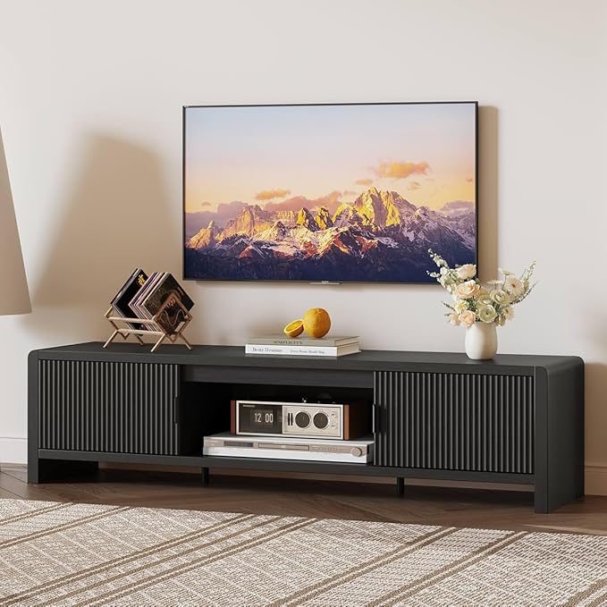 FATORRI TV Stand for 75/65/55 Inch TVs, Mid Century Modern Entertainment Center