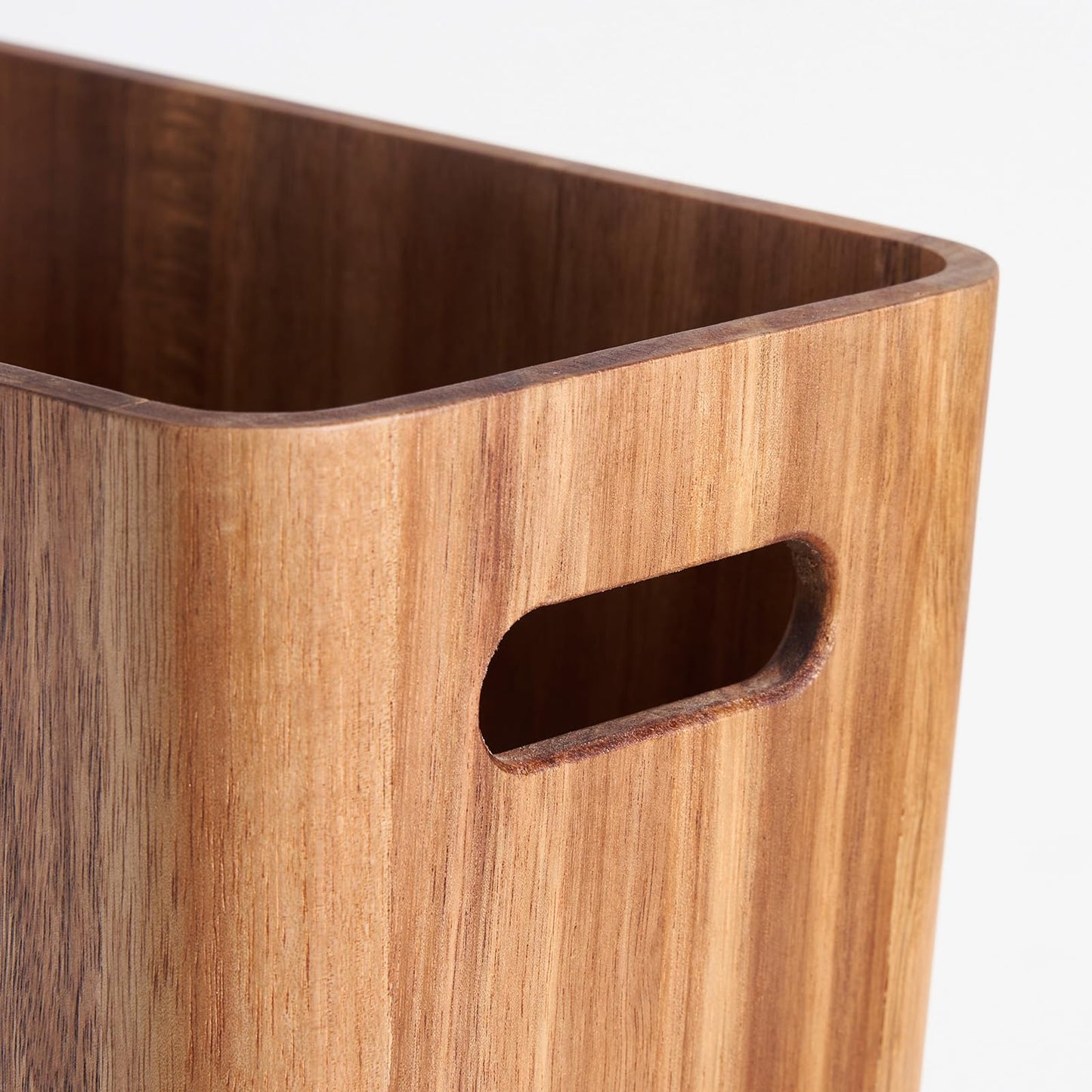 LiTY 3 Gallons Wooden Wastebaskets, Solid Acacia Wood Waste Basket with Handles, Rectangular Trash Can, Garbage Bin for Bedroom, Bathroom, Kitchen, Living Room, Office Decorative