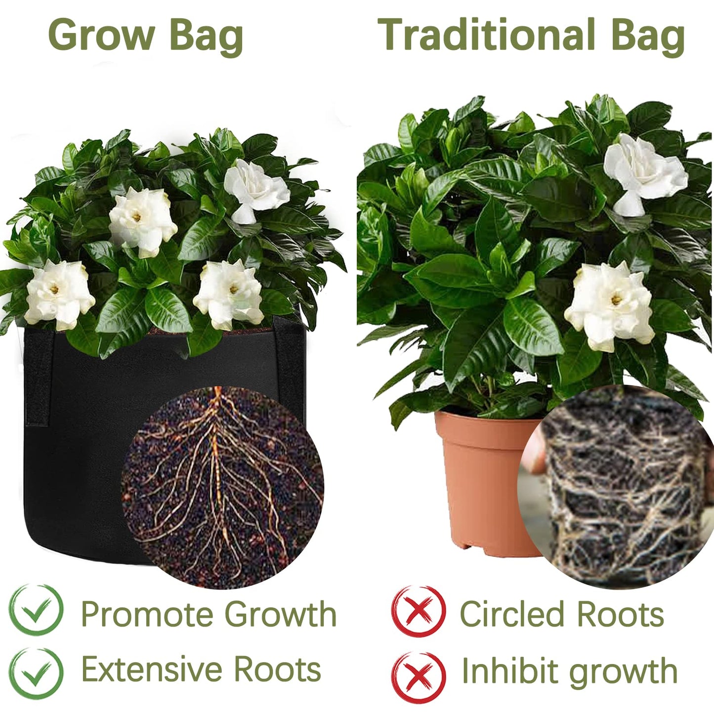 TCBWFY 5 Gallon Grow Bags,6 Pack Heavy Duty Thickened 300g Non-Woven Fabric Pots with Sturdy Handles,Garden Bags to Grow Vegetables Flowers