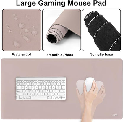 MOSISO Keyboard Mouse Pad Set, Large Gaming Mousepad&Keyboard Wrist Rest&Mouse Wrist Rest&Coaster, Ergonomic Non-Slip Mousepad&Easy Typing Cushion with Memory Foam for Home Office, Taupe Brown