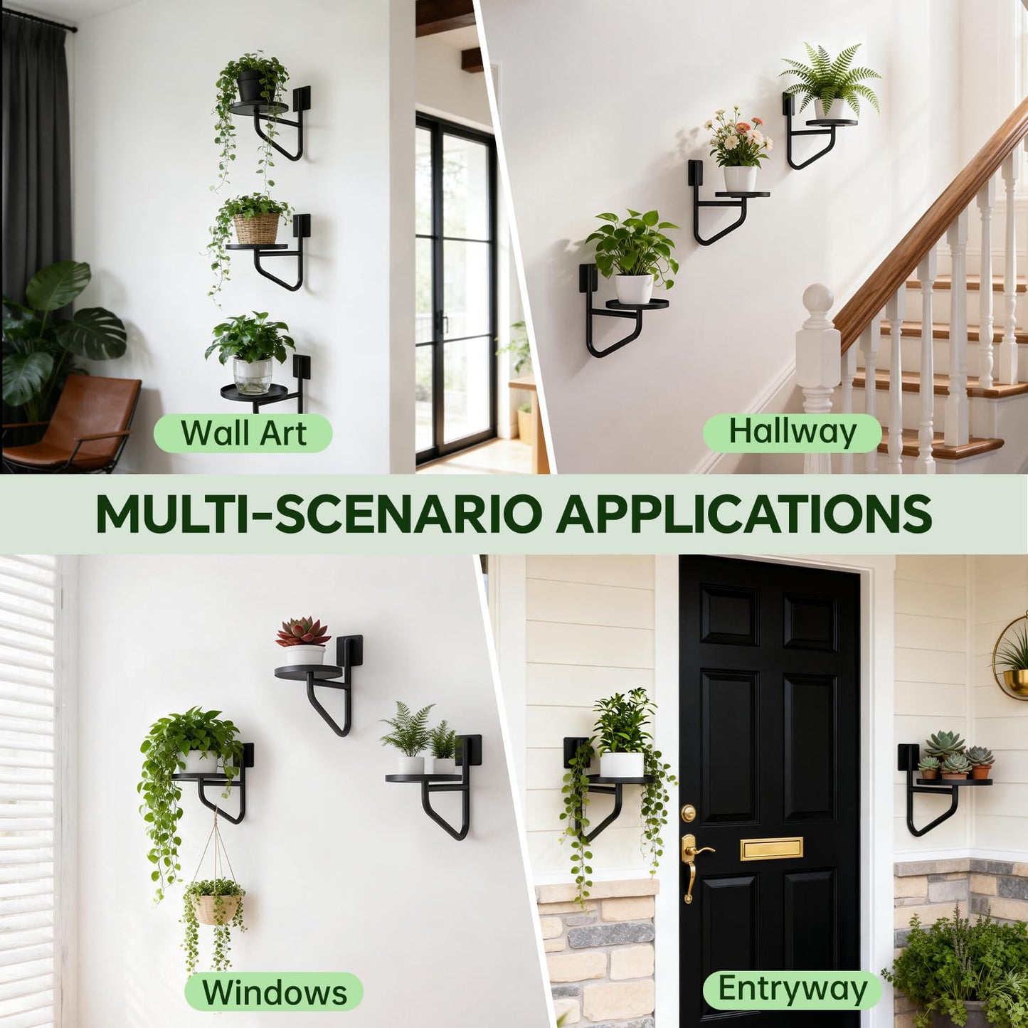 Vutirp Wall Plant Holder - Metal Hanging Plant Holder Stand, Hanging Planters for Indoor Plants Window Plant Shelves Hanger, Heavy Duty Wall Planter for Outdoor Living Room Home Decor (3 Pack)